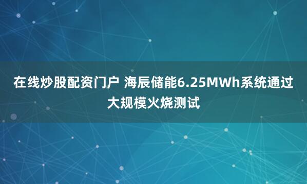 在线炒股配资门户 海辰储能6.25MWh系统通过大规模火烧测试