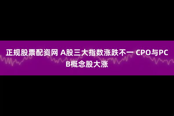 正规股票配资网 A股三大指数涨跌不一 CPO与PCB概念股大涨